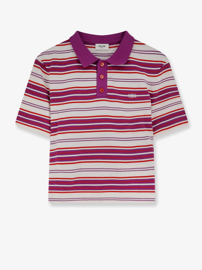Cotton polo shirt with striped pattern