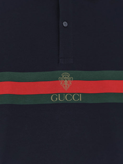 Gucci Cotton polo shirt with Web print on the front