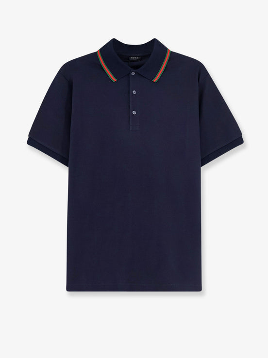 Cotton polo with Nastro Web detail on the collar