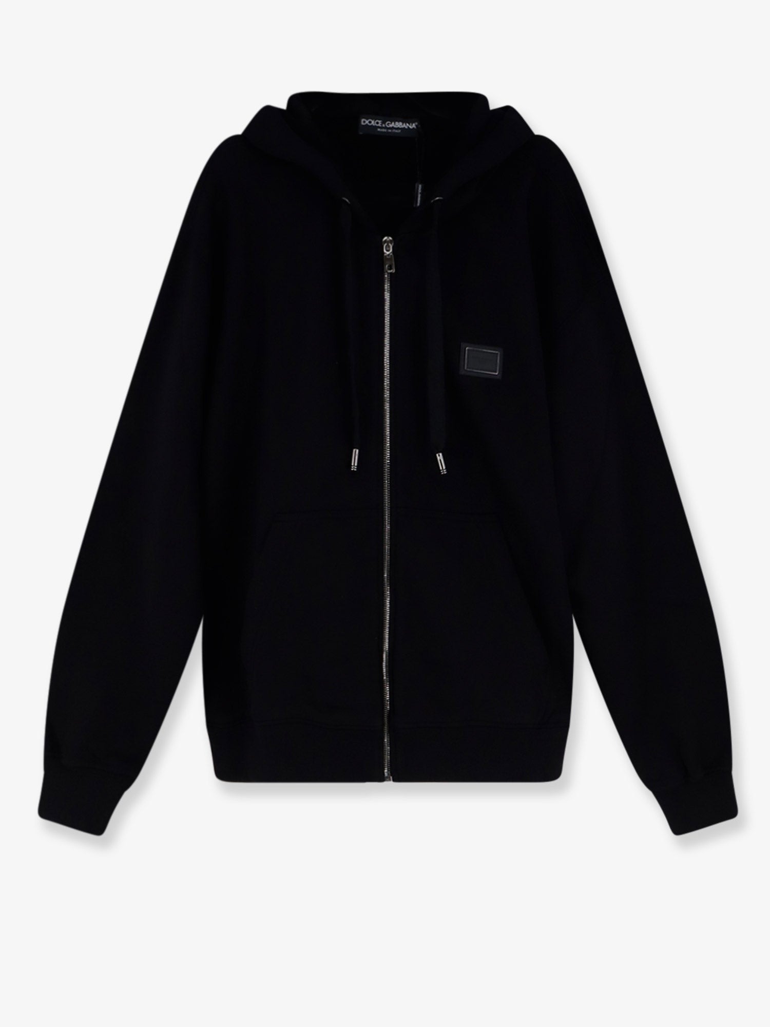 Cotton sweatshirt with metal logo patch