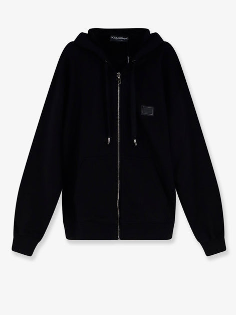Cotton sweatshirt with metal logo patch