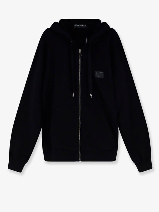 Cotton sweatshirt with metal logo patch