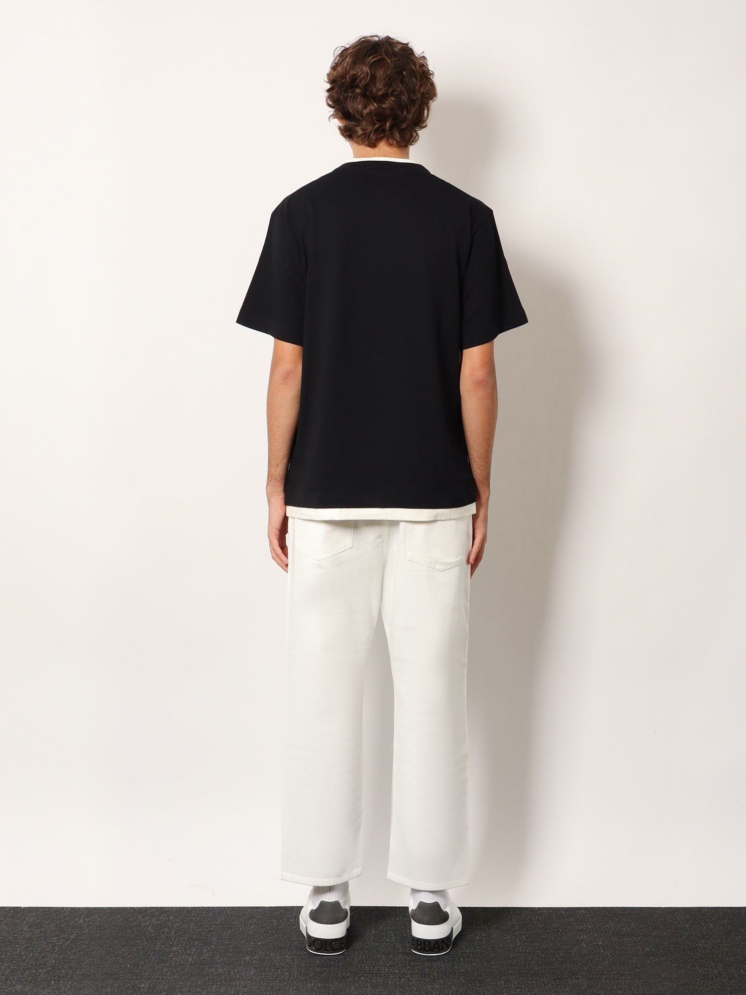 Cotton t-shirt with flocked logo print