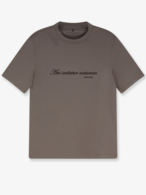 Cotton T-shirt with front embroidery