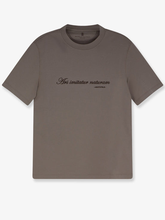 Cotton T-shirt with front embroidery