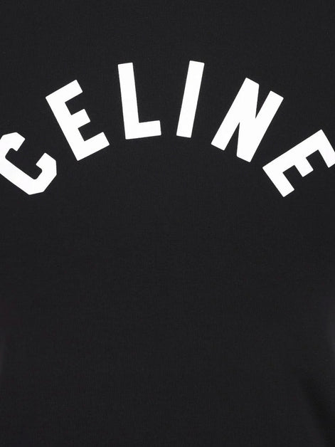Celine Cotton T-Shirt with front logo print