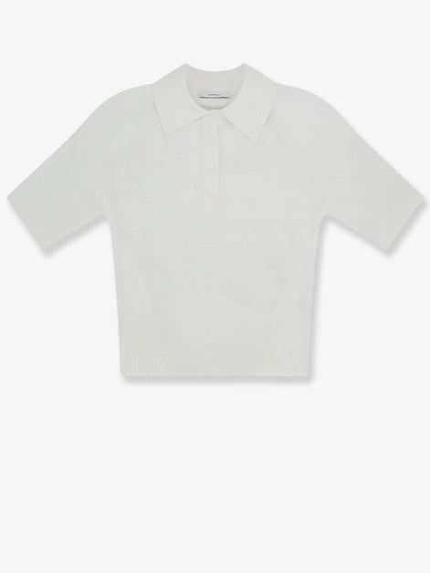 Cropped cotton and silk polo shirt