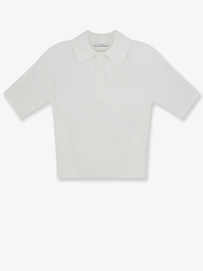 Cropped cotton and silk polo shirt