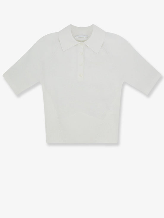 Cropped cotton and silk polo shirt