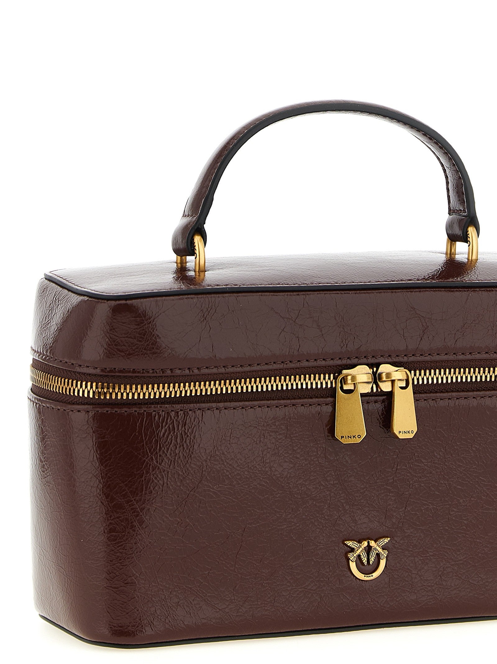 Crumpled effect leather handbag