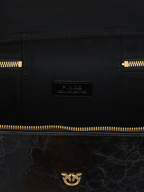 Crumpled effect leather handbag