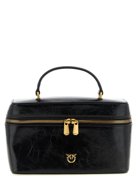 Crumpled effect leather handbag