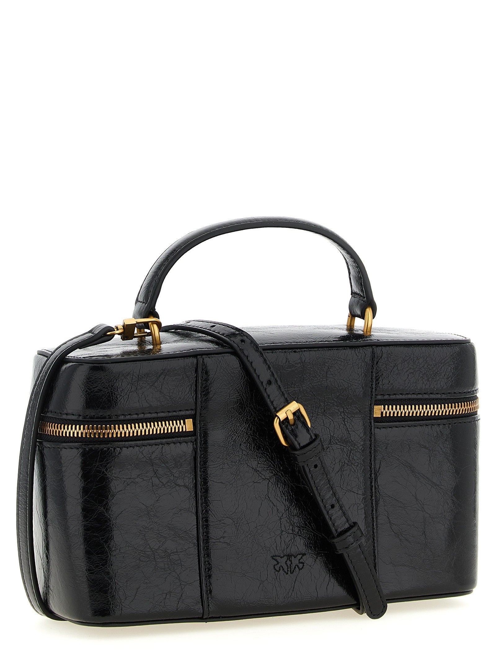 Crumpled effect leather handbag