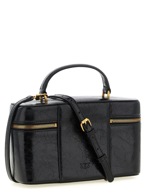 Crumpled effect leather handbag