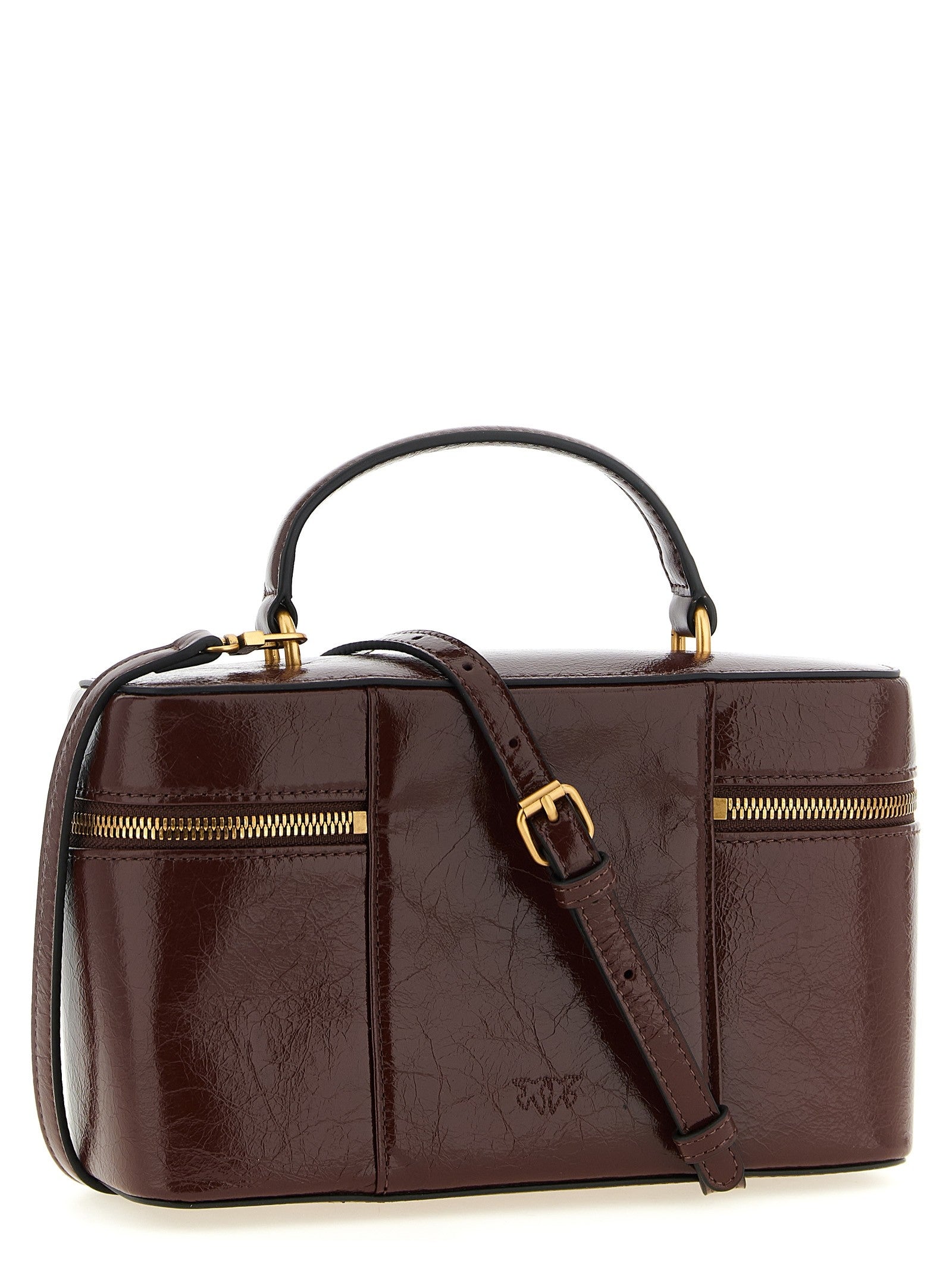 Crumpled effect leather handbag