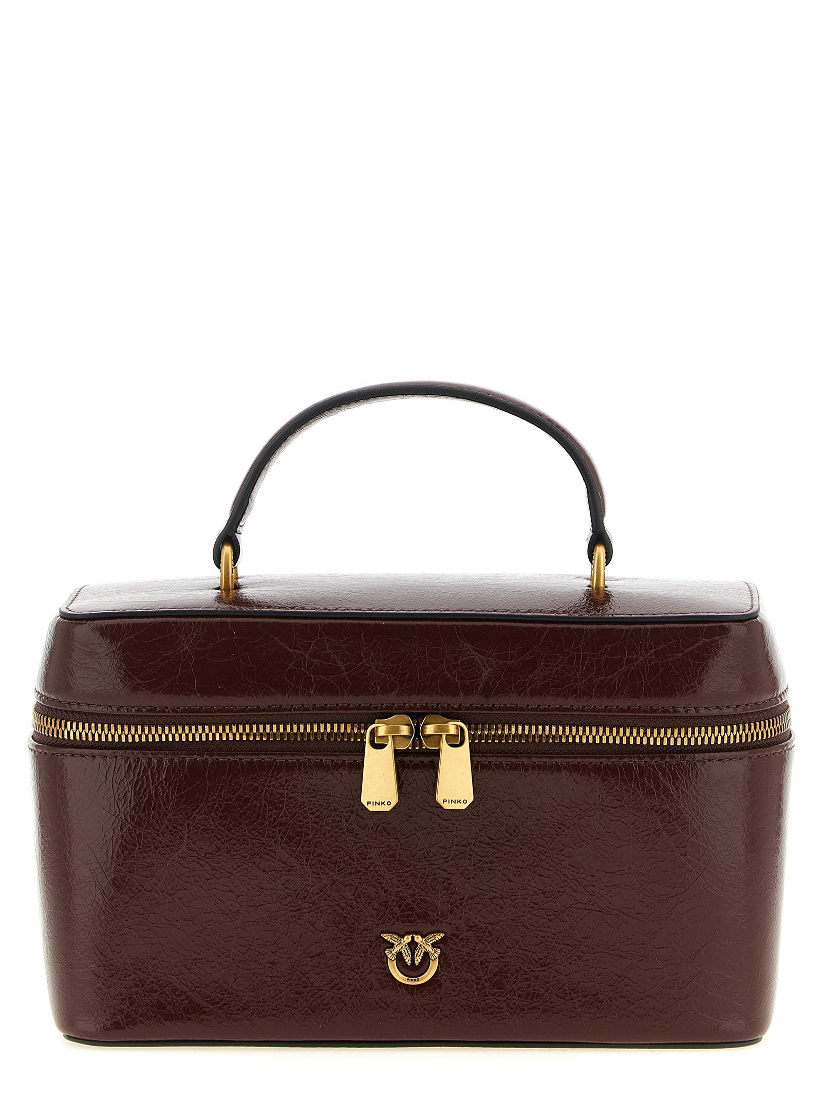Crumpled effect leather handbag
