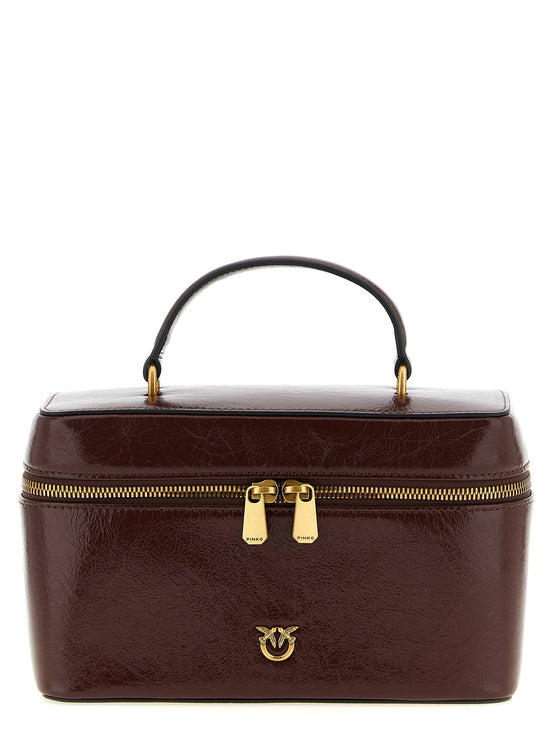 Crumpled effect leather handbag