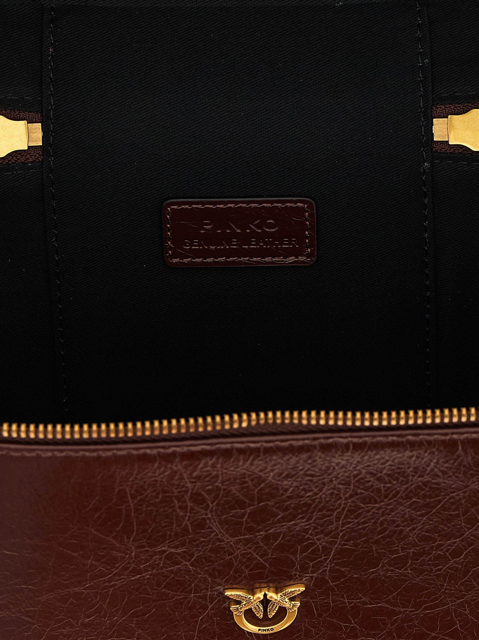 Crumpled effect leather handbag