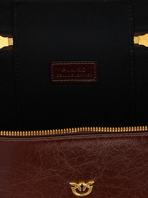 Crumpled effect leather handbag