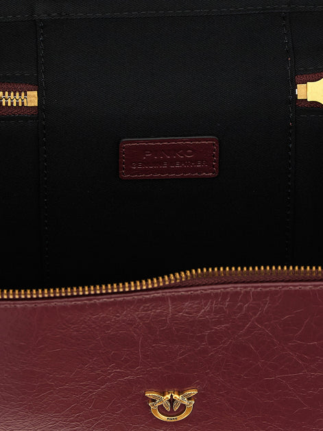 Crumpled effect leather handbag
