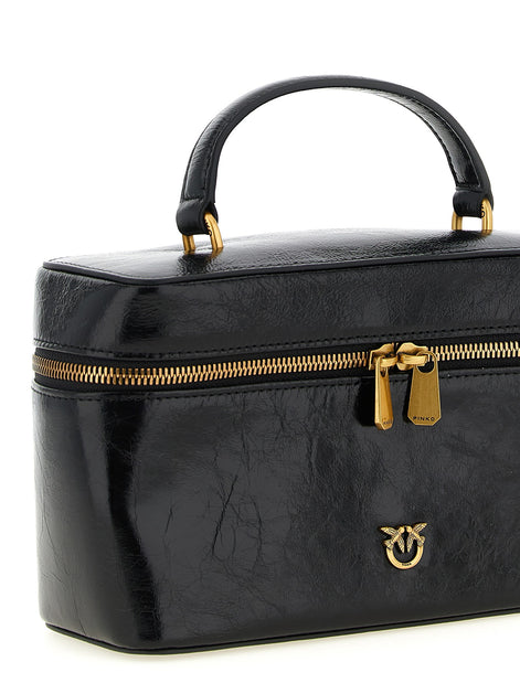 Crumpled effect leather handbag