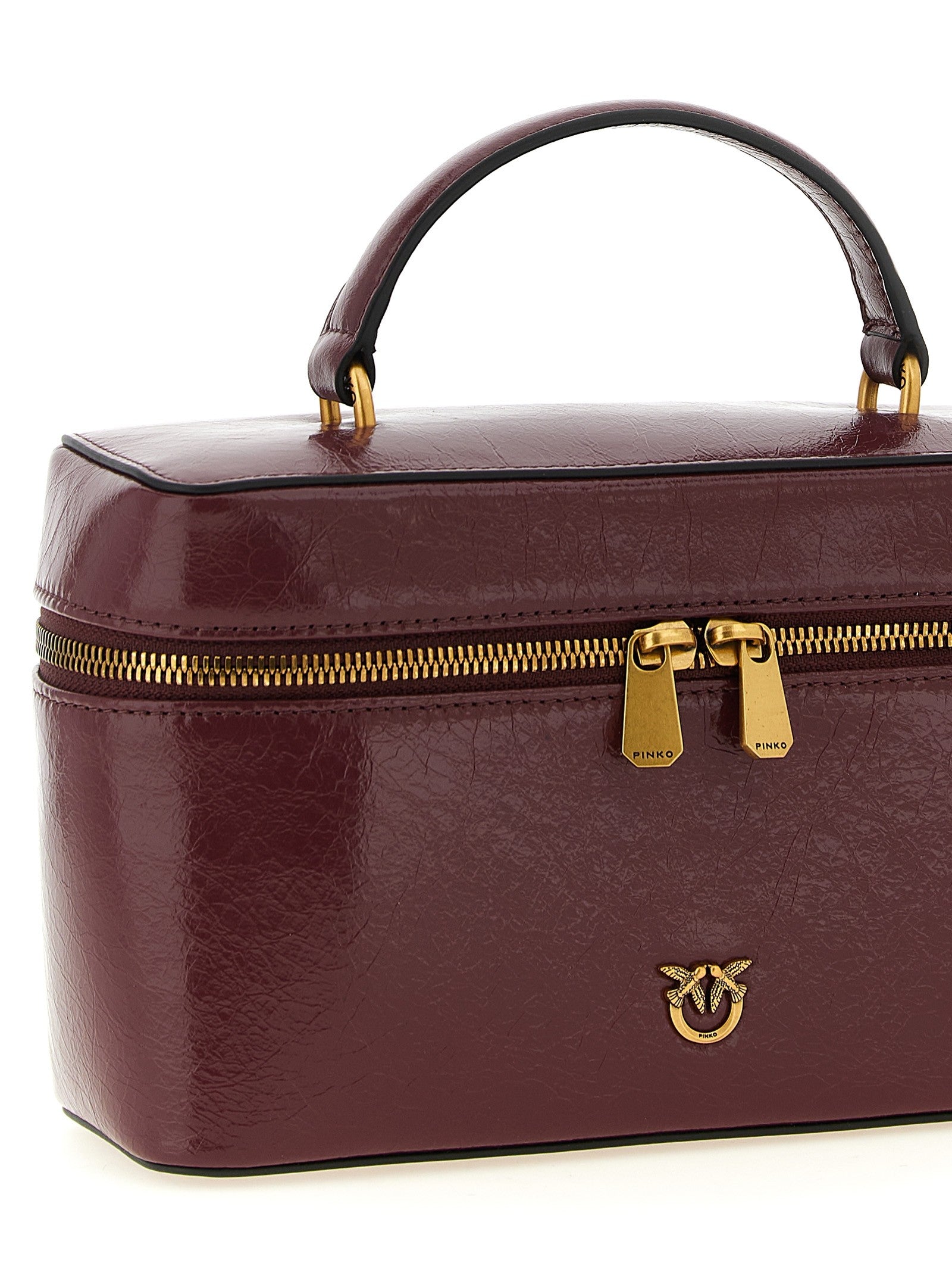 Crumpled effect leather handbag