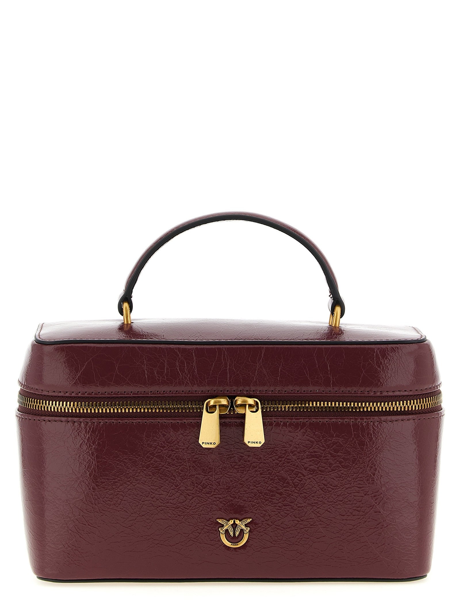 Crumpled effect leather handbag