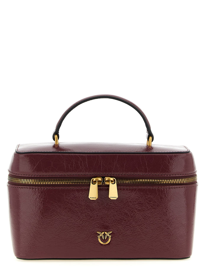 Crumpled effect leather handbag