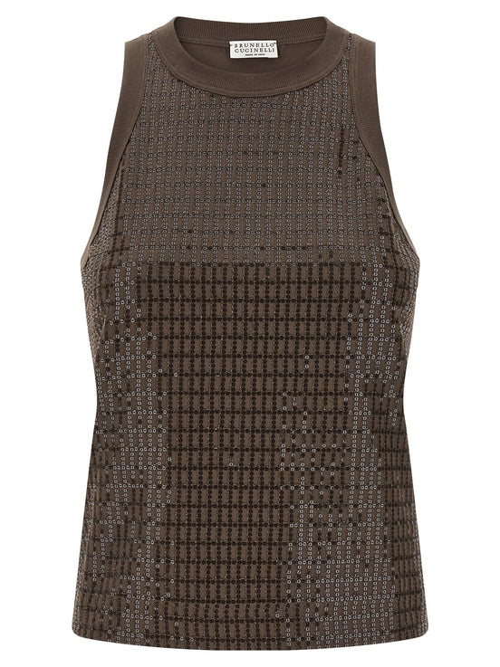 'Dazzling Check Embroidery' top