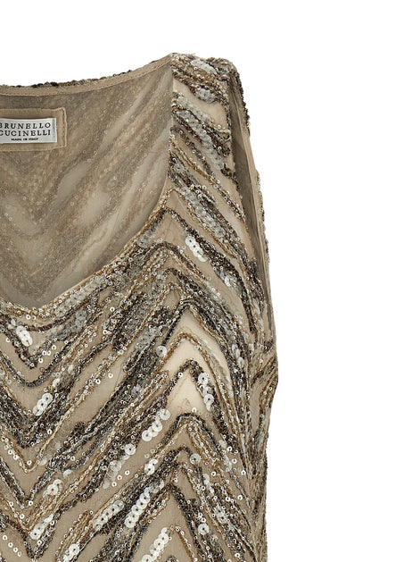 Brunello Cucinelli 'Dazzling Chevron Embroidery' top