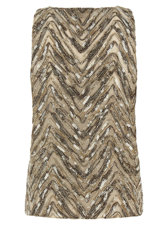 'Dazzling Chevron Embroidery' top