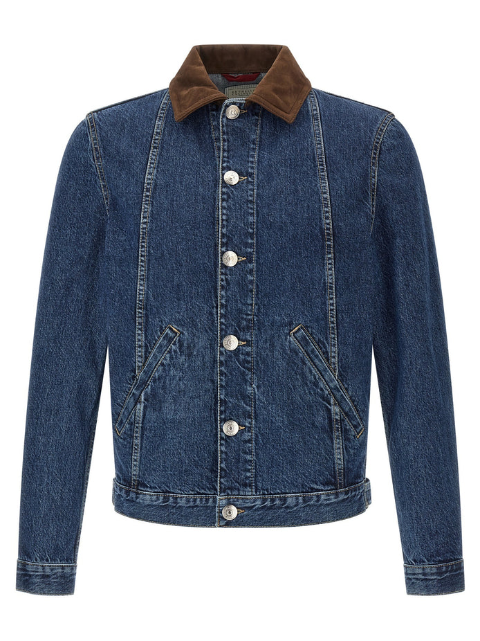 Denim and suede jacket