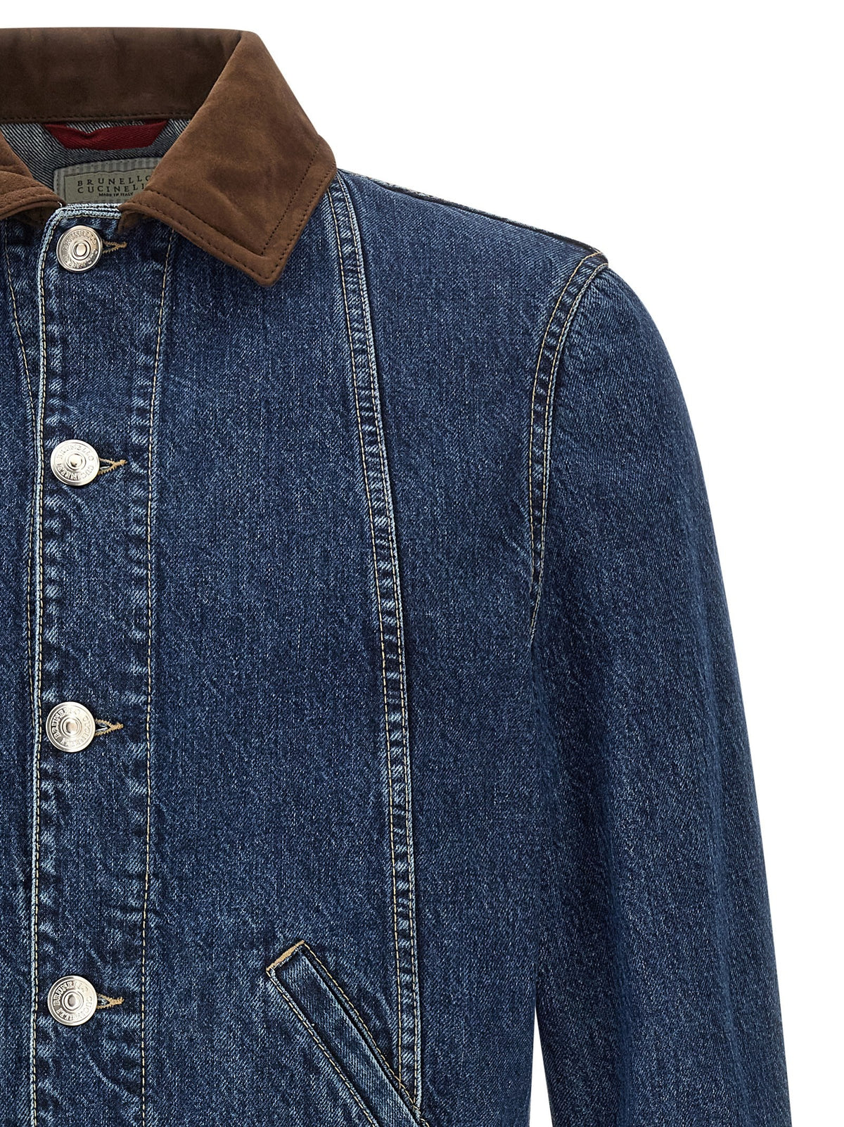 Brunello Cucinelli Denim and suede jacket