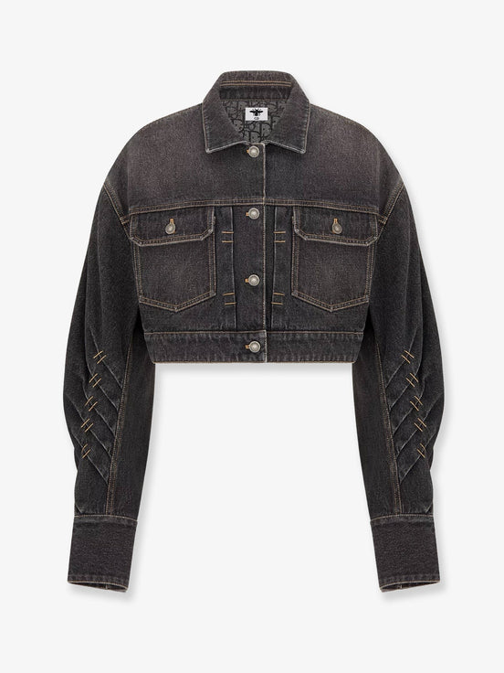 Denim jacket with bustier detail