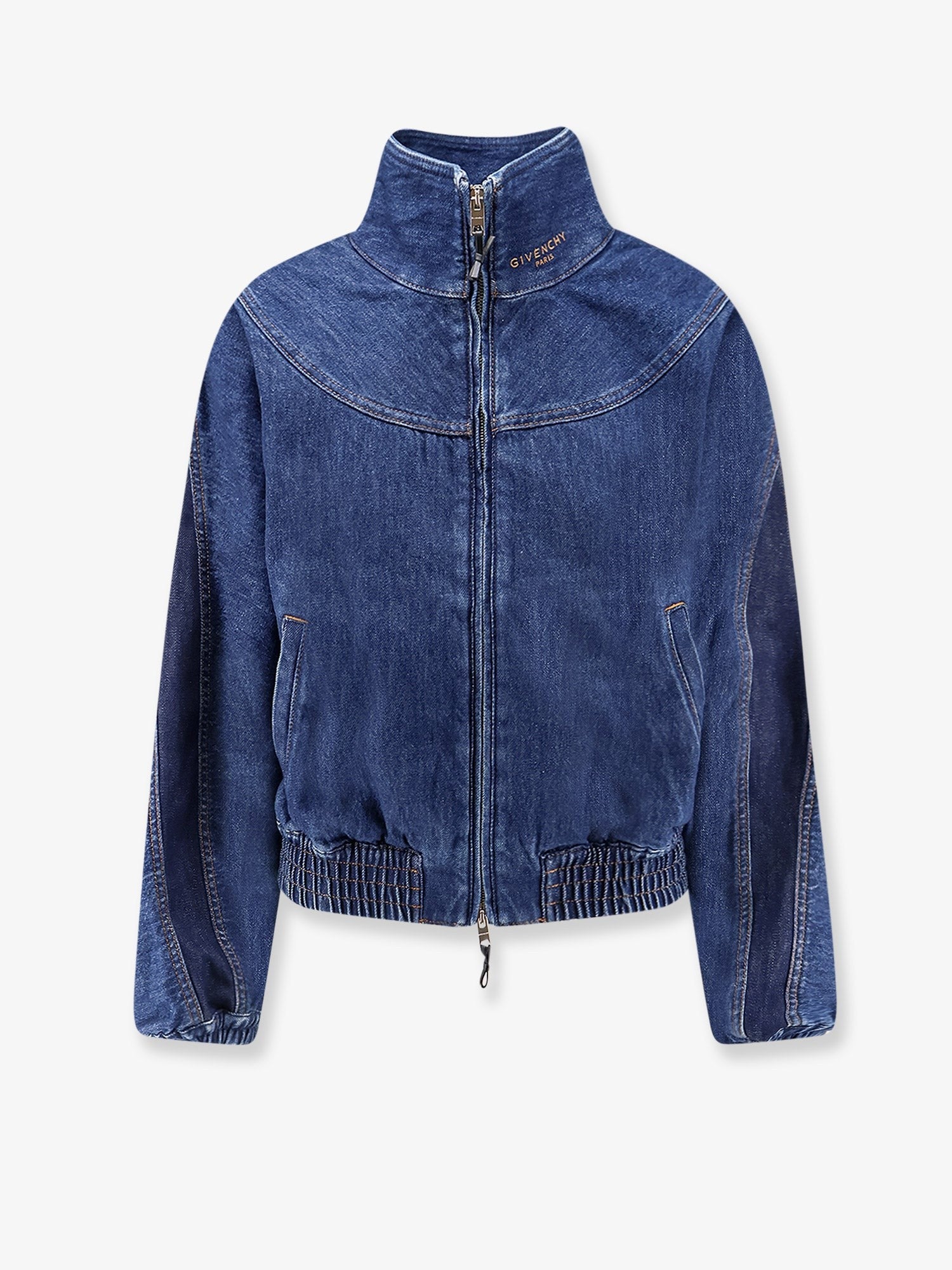 Denim jacket with embroidered lettering logo