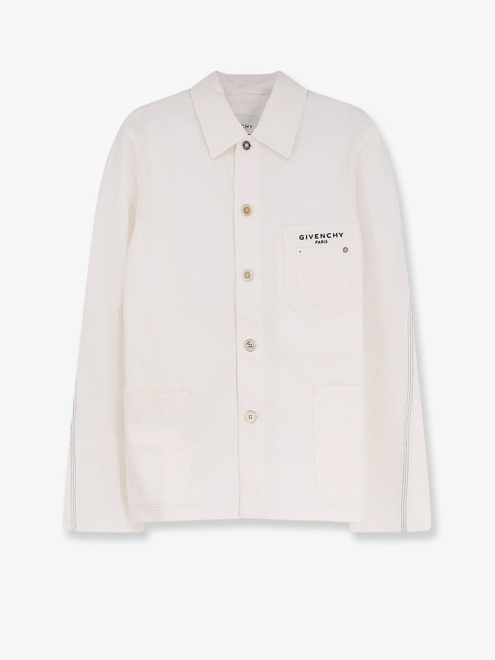 Denim jacket with iconic lettering logo on the front