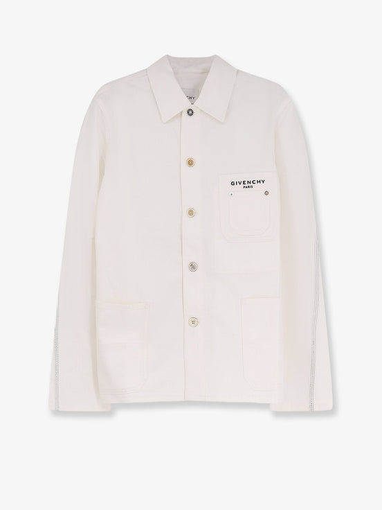Denim jacket with iconic lettering logo on the front