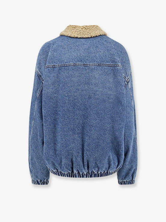 Miu Miu Denim Jacket with Lettering Logo patch