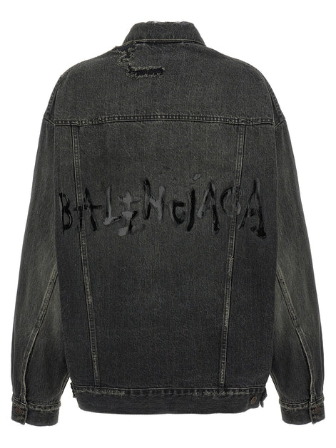 Denim jacket with used effect