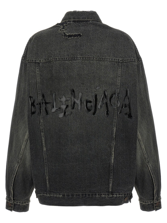 Denim jacket with used effect
