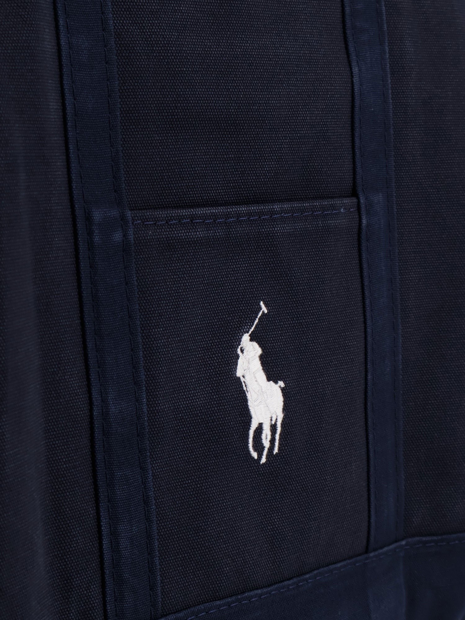 Denim shoulder bag with embroidered logo on the front