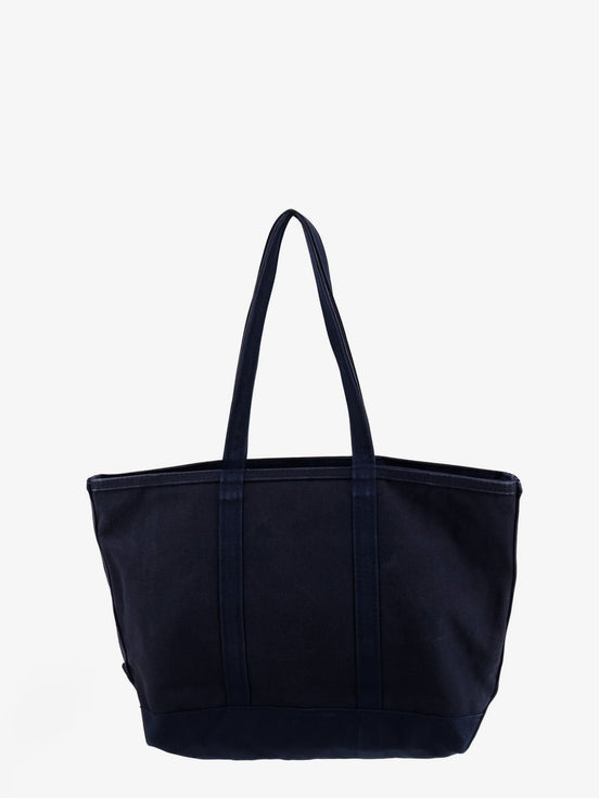 Denim shoulder bag with embroidered logo on the front
