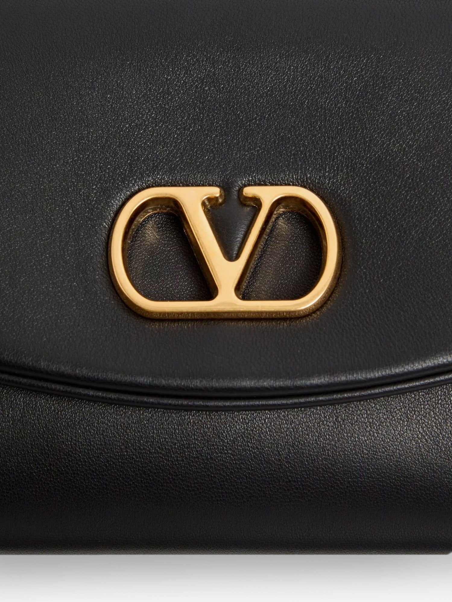 DeVain Leather Shoulder Bag with Metal VLogo Signature