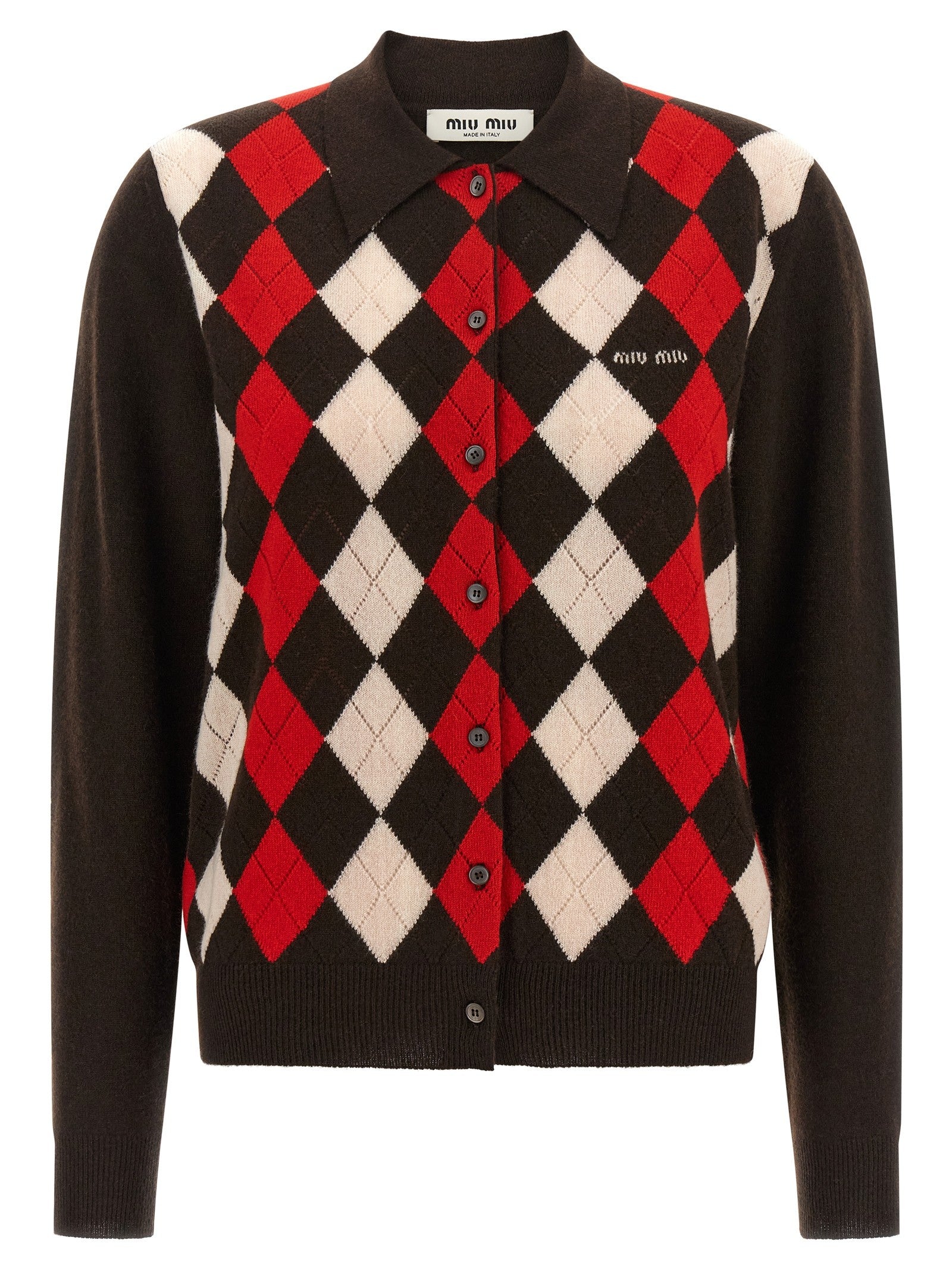 Diamond-shaped collar cardigan