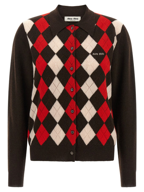 Diamond-shaped collar cardigan