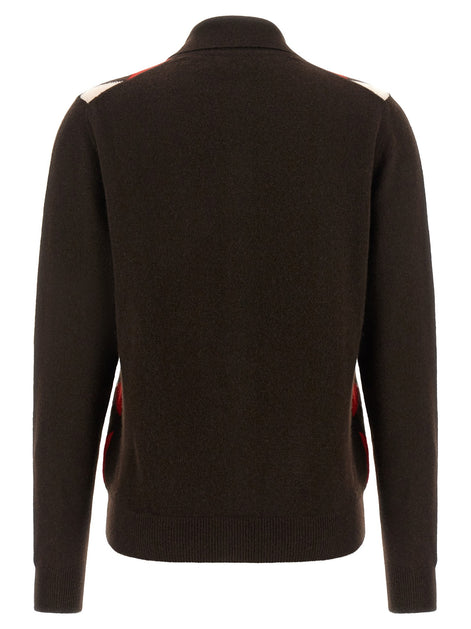 Diamond-shaped collar cardigan