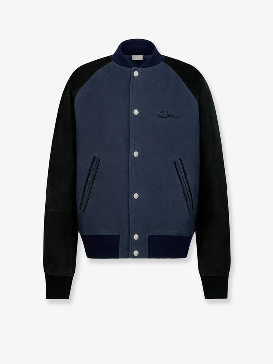 Dior Ribbon College cotton and suede bomber