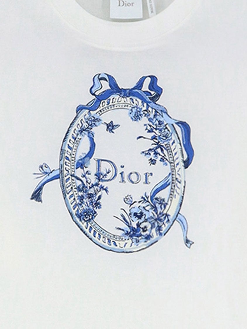Dioriviera Cotton T-Shirt with Toile de Jouy Floral Garden Print