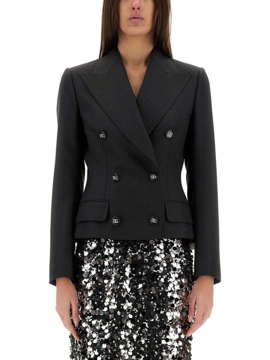 DOLCE DOUBLE-BREASTED JACKET WITH DG LOGO BUTTONS