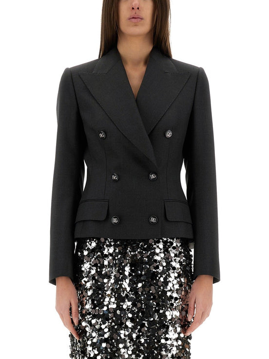 DOLCE DOUBLE-BREASTED JACKET WITH DG LOGO BUTTONS